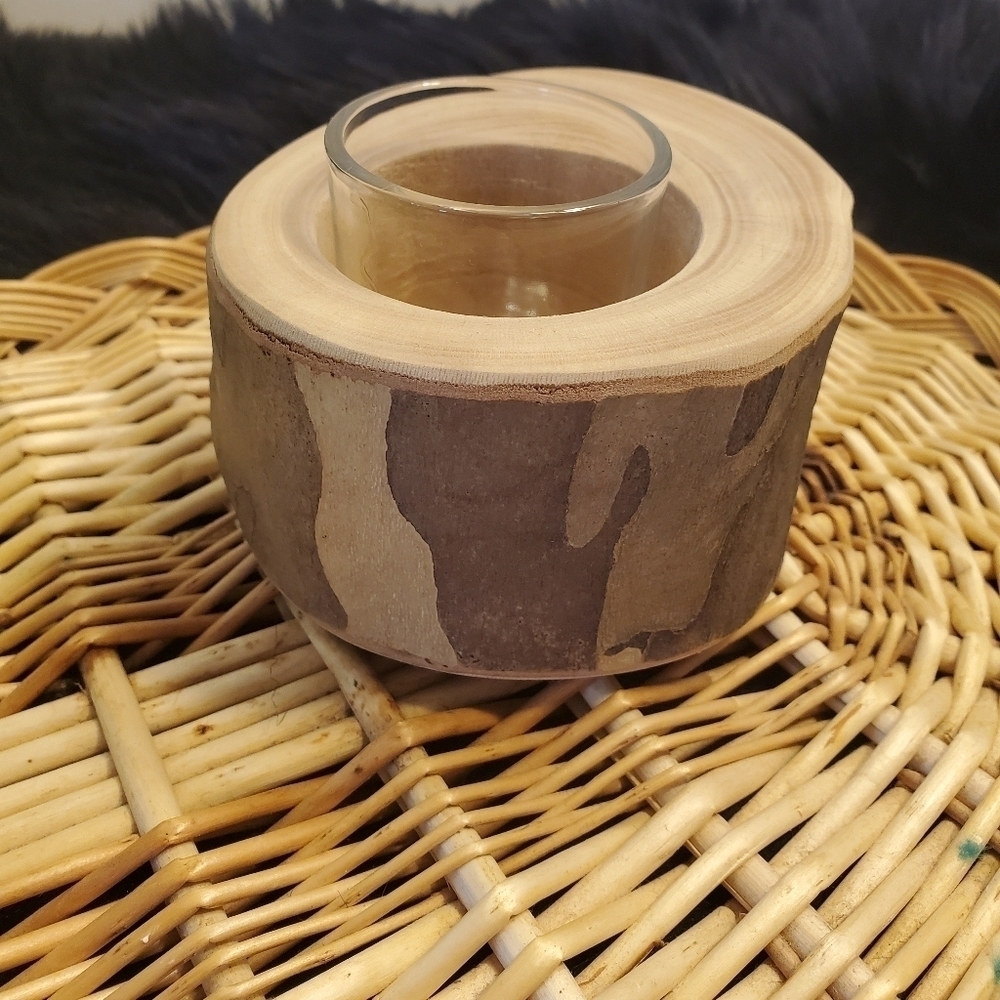 Bundle Only:1pcs Rustic Wooden Stump Candle Holder Great Tea Light Planter Craft